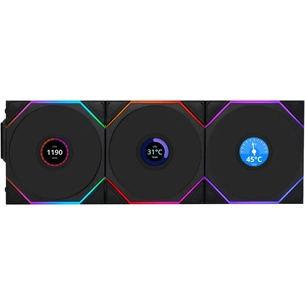 Кулер для корпуса Lian Li UNI Fan TL WIRELESS LCD 120-3, Black (G99.12TLLCD1W3B.00) изображение 1