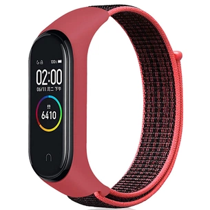 Ремінець до фітнес браслета BeCover Nylon Style для Xiaomi Mi Smart Band 5/6 Black-Red (705416) зображення 1