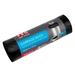 Пакети для сміття PRO service Standard HD із затяжкою Чорні 60 л 15 шт. (4823071633153) зображення 1