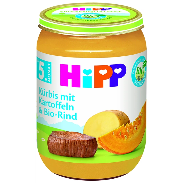 Детское пюре HiPP Organic Гарбуз та картопля з яловичиною, 190 г (4062300261532) - изображение 1