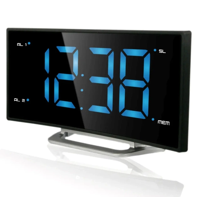 Настольные часы Technoline WT460 Blue LED с радио Black/Silver (DAS301824) - изображение 1