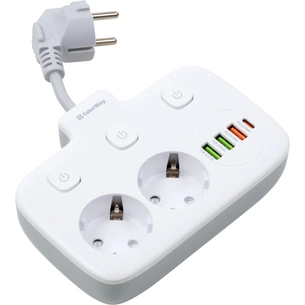 Мережевий фільтр живлення ColorWay CW-CHE24PDW 2 розетки/4USB (CW-CHE24PDW) зображення 1