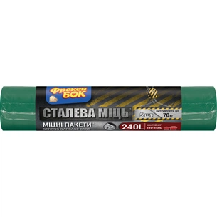 Пакети для сміття Фрекен БОК Strong MAX багатошарові Зелено-чорні 240 л 5 шт. (4823071605297) зображення 1
