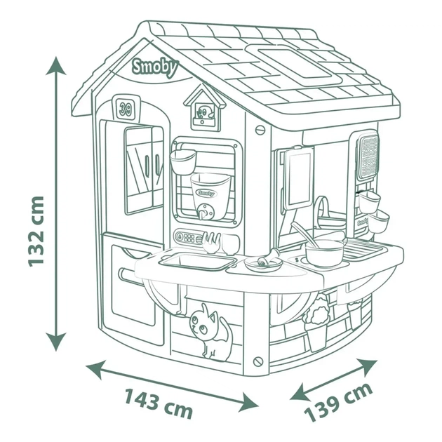 Ігровий будиночок Smoby Life "Садівник" з кухнею та мийкою, 16 аксес., 132х144х140 см (7600810505) - picture 4