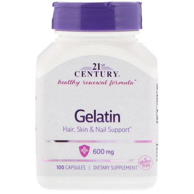 Амінокислота 21st Century Желатин, Gelatin, 600 мг, 100 капсул (CEN-22663) - зображення 1