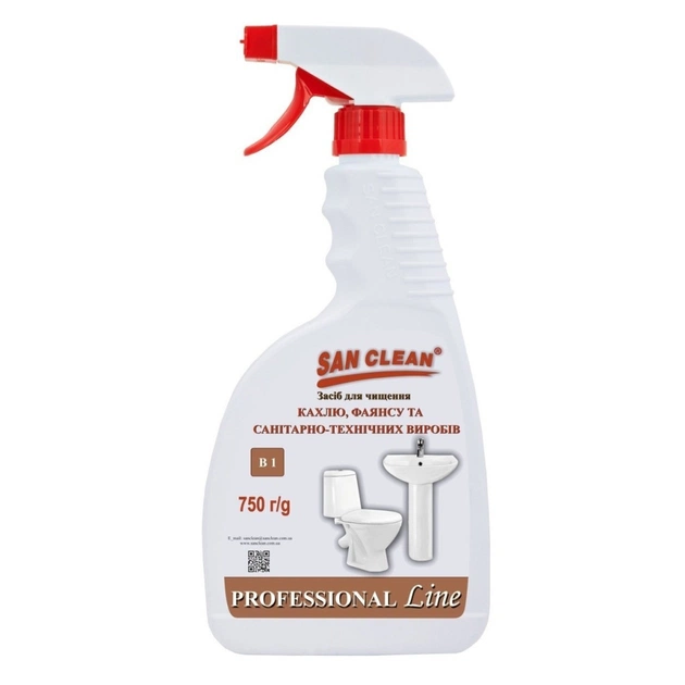Спрей для чищення ванн San Clean Prof Line для чищення кахлю та фаянсу 750 г (4820003544143) - зображення 1