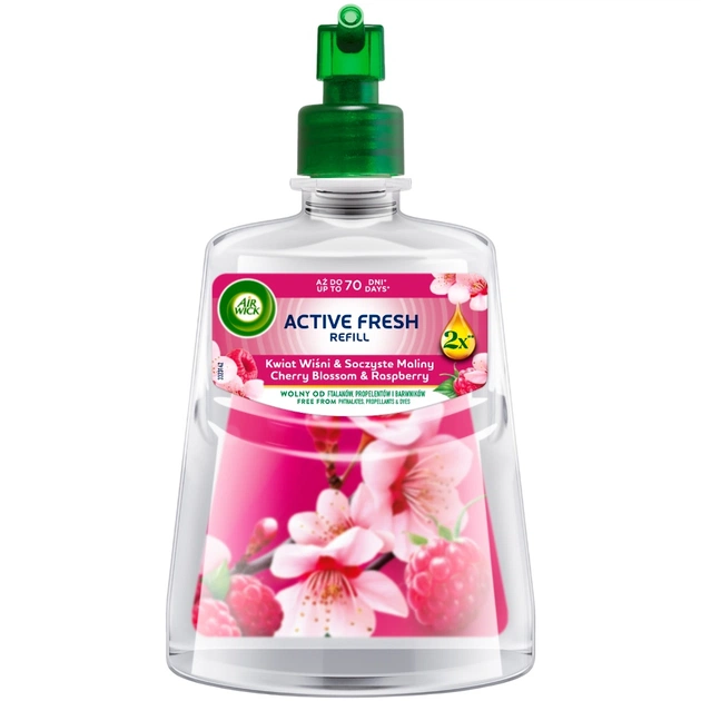 Освежитель воздуха Air Wick Active Fresh Цвет вишни и свежесть малины Сменный флакон 228 мл (5908252018345) - изображение 1