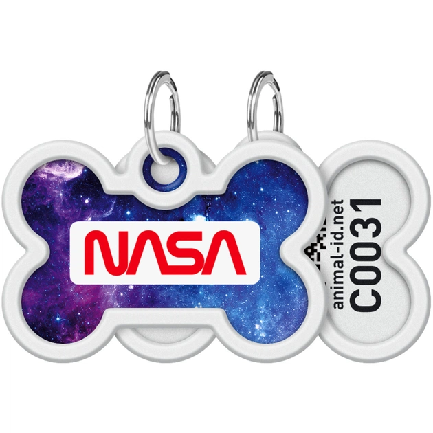 Адресник для тварин WAUDOG Smart ID з QR паспортом "NASA21", кістка 40х28 мм (0640-0148) - picture 1