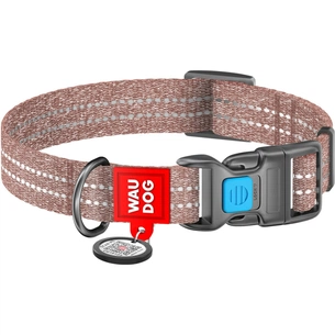 Нашийник для тварин WAUDOG Re-cotton з QR паспортом світловідбивний Ш 20 мм Д 28-40 см коричневий (02886) зображення 1