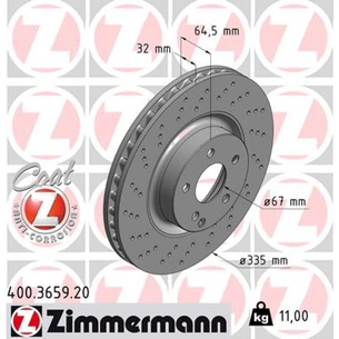 Гальмівний диск ZIMMERMANN 400.3659.20 зображення 1