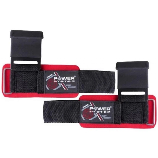 Гаки для тяги на зап'ястя Power System Hardcore Hooks PS-3310 Black/Red (PS-3310_Black-Red) - picture 1