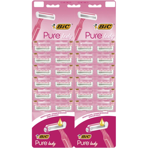 Бритва Bic Pure 3 Lady Pink 24 шт. (3086123395145) - изображение 1