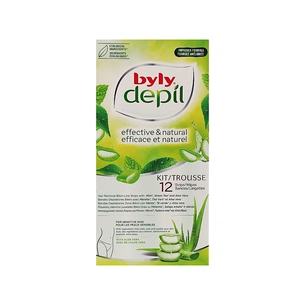 Воскові смужки Byly Для депіляції зони бікіні з М’ятою, Зеленим чаєм, Алое 12 шт (8411104019089) picture 1