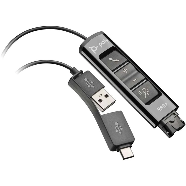 Адаптер Poly DA85 USB-A/C - QD (M/M), Black (786C7AA) - изображение 1