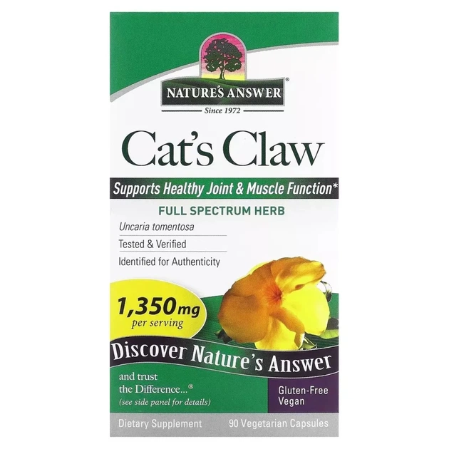 Трави Nature's Answer Котячий кіготь, 1350 мг, Cat's Claw, 90 вегетаріанських капсул (NTA-16146) - зображення 1