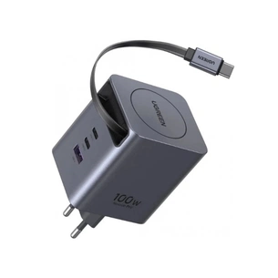 Зарядний пристрій Ugreen USB-C PD100W GaN + cable USB-C to USB-C retractable (65828) зображення 1