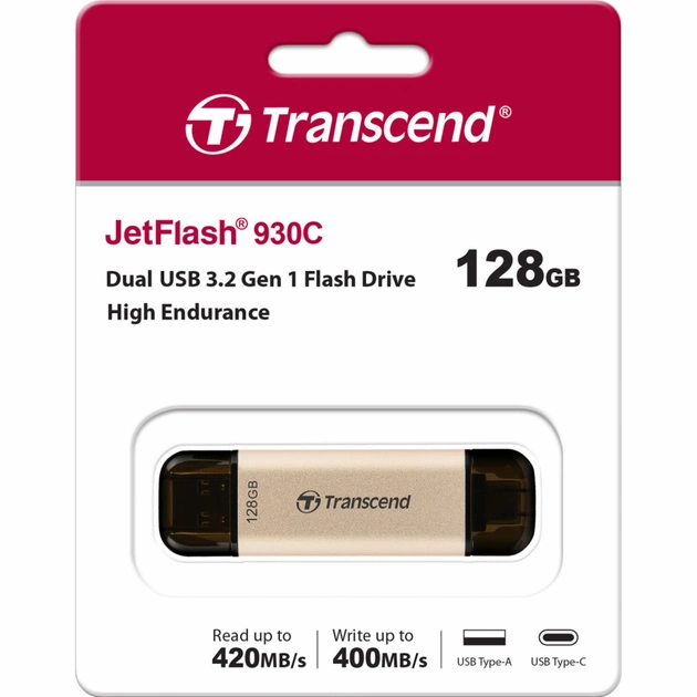 USB флеш накопичувач Transcend 128GB JetFlash 930 Gold-Black USB 3.2/Type-C (TS128GJF930C) - picture 8