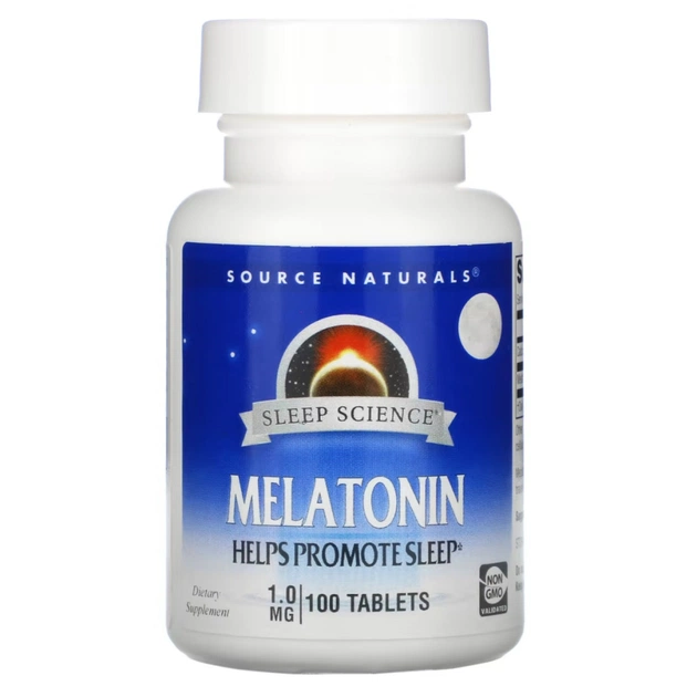 Амінокислота Source Naturals Мелатонін 1мг, Sleep Science, 100 таблеток (SN0719) - зображення 1