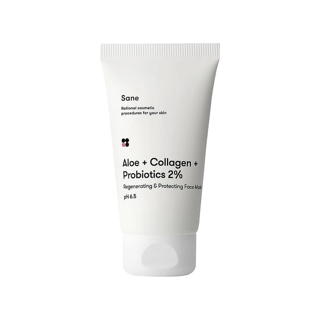 Маска для лица Sane Aloe + Collagen + Probiotics 2% Regenerating & Protecting Face Mask 75 мл (4820266830199) - изображение 1