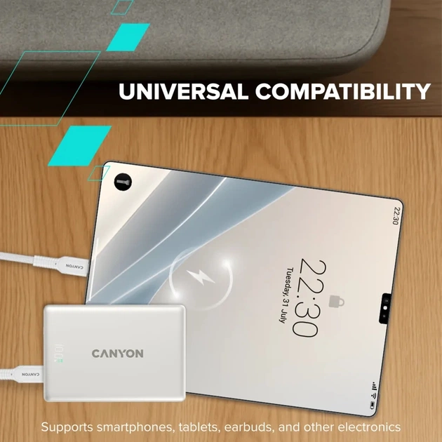 Батарея універсальна Canyon 5000mAh OnPower 500 PD20W Magnetic wireless MagSafe Grey (CNS-CPB500G) - зображення 11
