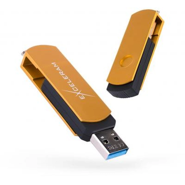USB флеш накопичувач eXceleram 64GB P2 Series Gold/Black USB 3.1 Gen 1 (EXP2U3GOB64) - изображение 1