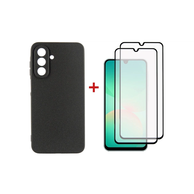 Чохол до мобільного телефона Dengos Kit Samsung Galaxy A26 Carbon + 2 pcs glass (Black) (DG-CTG2P-08) - зображення 1