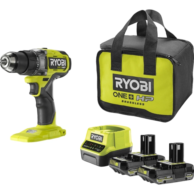 Шуруповерт Ryobi ONE+ HP RDD18X-220S 18В, 2х2Ah, 95Нм, 500·2100об/хв, сумка (5133005284) - зображення 1