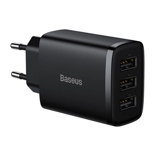 Зарядний пристрій Baseus Compact Charger 3U Black (CCXJ020101) зображення 1