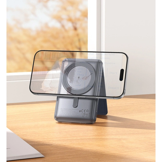 Батарея універсальна HOCO 5000mAh Title PD/20W Magnetic with stand + mini wallet Grey (Q46 / 714988) - зображення 8