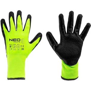 Захисні рукавиці Neo Tools утеплені, латексне покриття, поліестер, р.8, зелено чорні (97-613-8) изображение 1