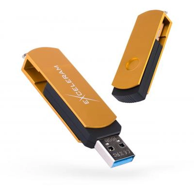 USB флеш накопичувач eXceleram 16GB P2 Series Gold/Black USB 3.1 Gen 1 (EXP2U3GOB16) - изображение 1