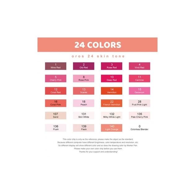 Художній маркер Arrtx Спиртові Oros ASM-03RD 24 кольори, червоні відтінки (LC302536) - picture 9