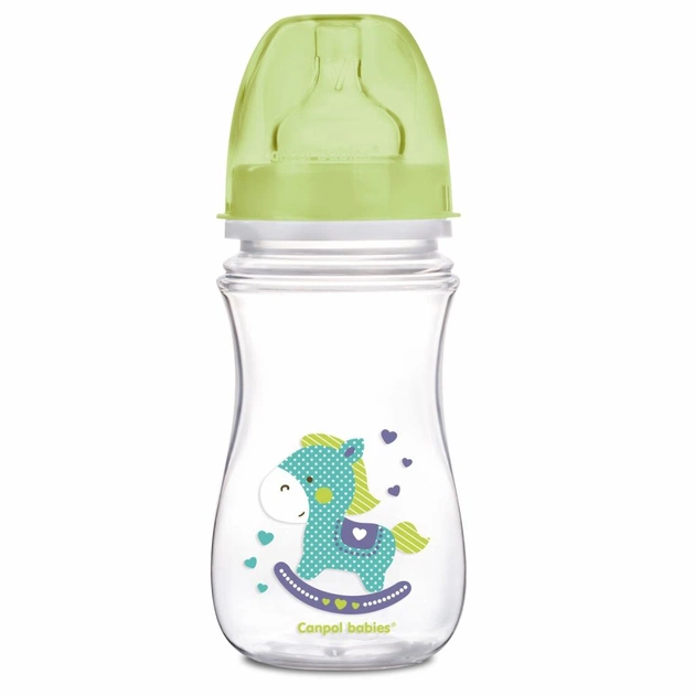 Пляшечка для годування Canpol babies антиколькова EasyStart - Toys з широким отвором 240 мл (35/221_gre) - зображення 1