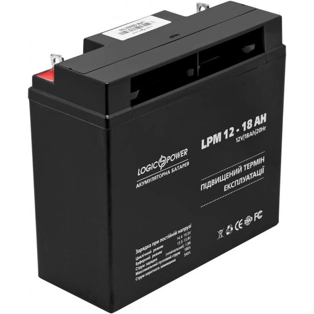 Батарея до ДБЖ LogicPower LPM 12В 18Ач (4133) - зображення 1