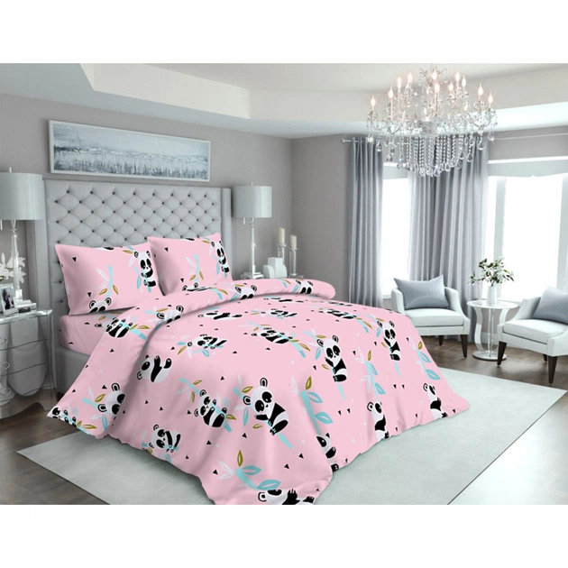 Постільна білизна MirSon Бязь 17-0505 Panda pink Сімейна (2200003619317) - изображение 1