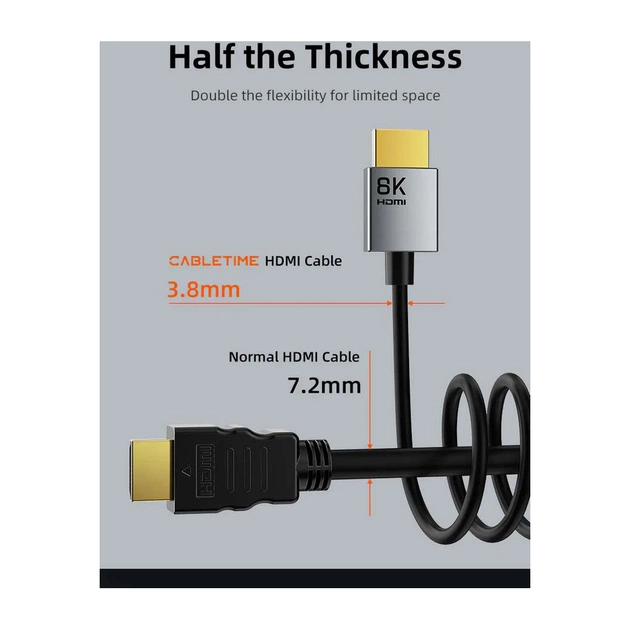 Кабель мультимедійний HDMI M to HDMI M 2.0m V2.1 8K60Hz Cabletime (CA915910) - picture 5