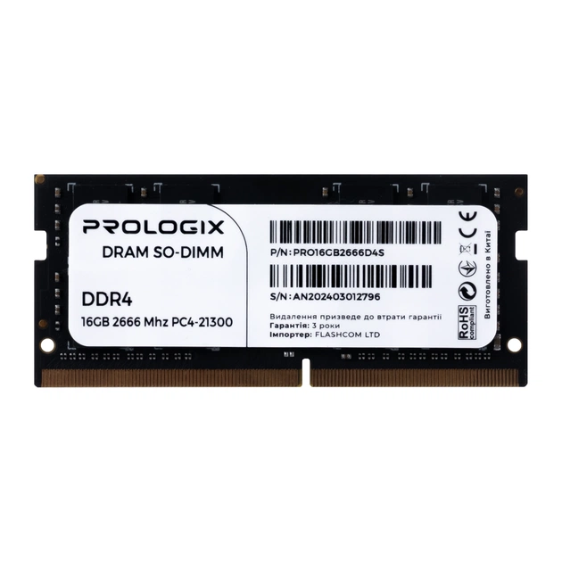 Модуль пам`ятi SO-DIMM 16GB/2666 DDR4 Prologix (PRO16GB2666D4SB)_Bulk - зображення 1