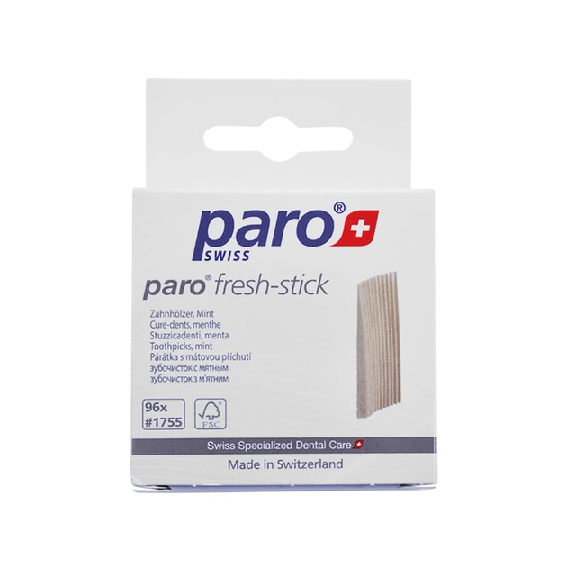 Зубочистки Paro Swiss fresh-sticks Медицинские среднего размера с ментолом 96 шт. (7610458017555) - изображение 1
