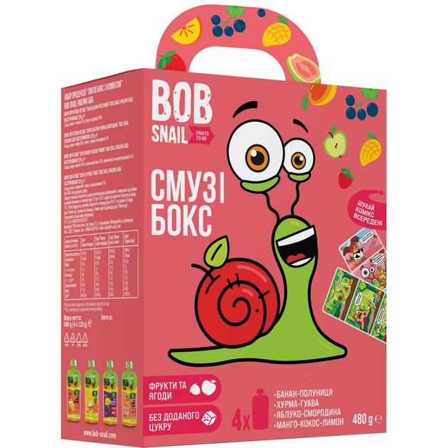 Дитяче пюре Bob Snail Равлик Боб набір Смузі бокс з коміксом 480 г (4820219345404) - picture 2