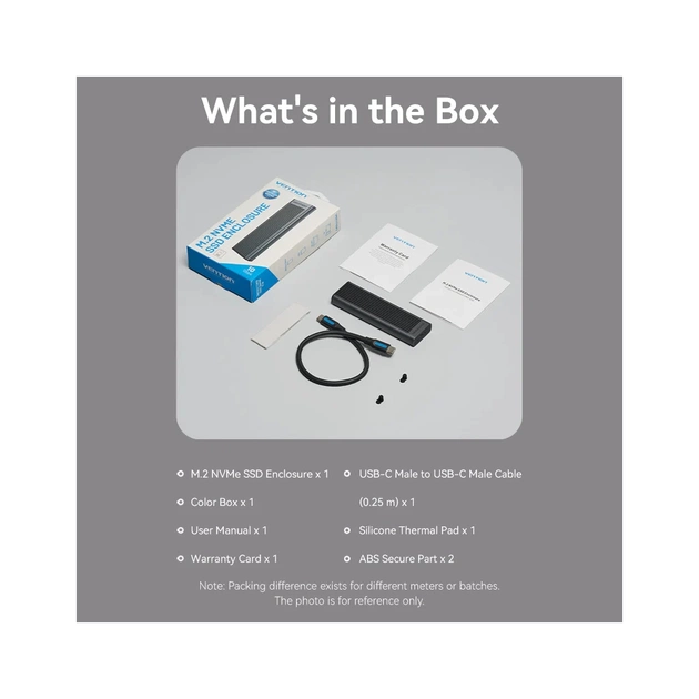 Кишеня зовнішня Vention SSD M.2 (NVME) M-key USB Type-C 3.2 10Gbps Heat Sink Aluminum (KPKH0) - picture 12