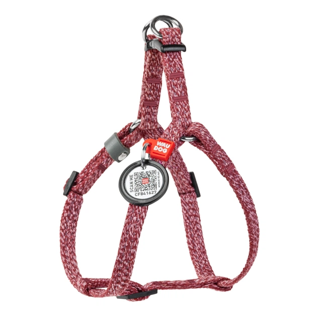Шлей для кошек WAUDOG Re-cotton с QR паспортом XS Ш 10 мм В=С: 28-40 см красная (16703) - изображение 1