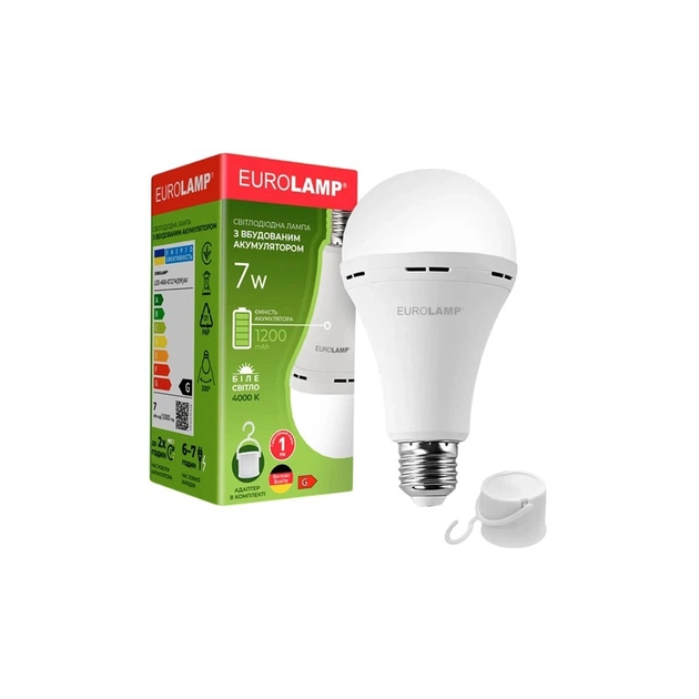 Лампочка Eurolamp A60 7W 4000K 1200mAh (LED-A60-07274(EM)AV) - зображення 1