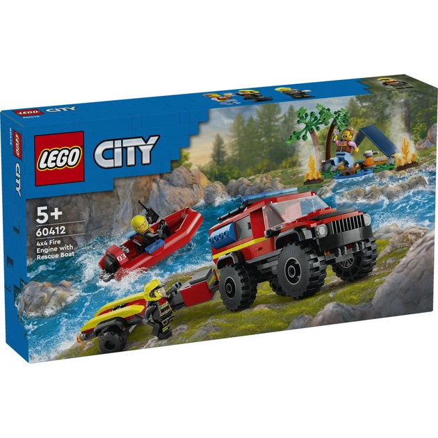 Конструктор LEGO City Пожежний позашляховик з рятувальним човном 301 деталей (60412) - зображення 1