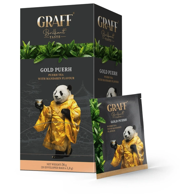 Чай Graff Gold Puer С ароматом мандарина 20 пакетиков х 1.8 г (4820279610634) - изображение 1