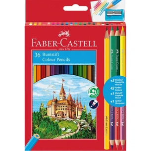 Карандаши цветные Faber-Castell Замок, двокольоров, 36 кольорів + стругачка (30455) изображение 1