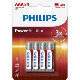 Батарейка Philips AAA LR03 Power Alkaline * 4 (LR03P4B/10) зображення 1