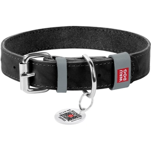 Нашийник для тварин WAUDOG Classic шкіряний 12 мм х 21-29 см чорний (02021) зображення 1