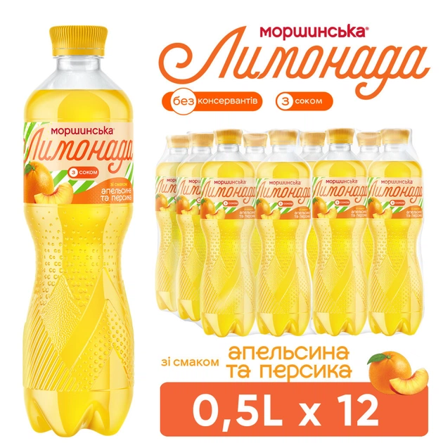 Напій Моршинська соковмісний Лимонада зі смаком Апельсин-Персик 0.5 л (4820017002745) - изображение 6