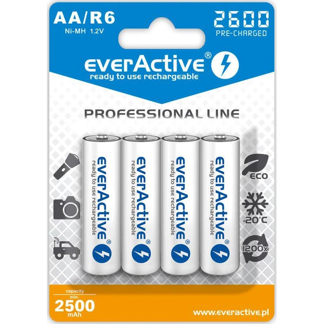 Аккумулятор everActive AA/HR06 Ni-MH 2600mAh BL 4шт - изображение 1