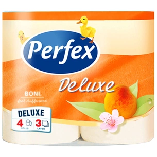 Туалетная бумага Perfex Deluxe Персик 3 слоя 4 рулона (8600101745101) изображение 1